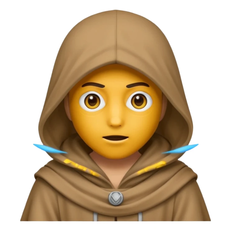 Jedi wearing hood emoji eyes covered by hood sticker