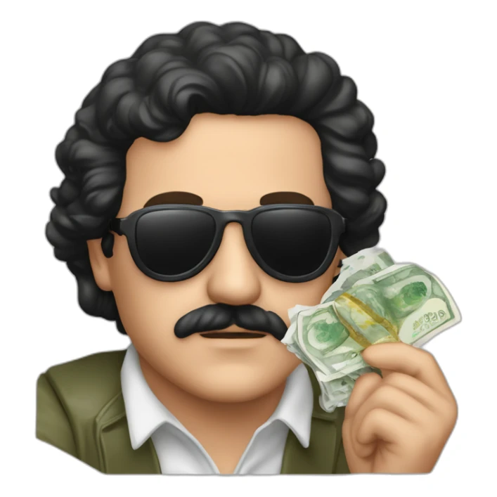 pablo escobar avec drapeau de la colombie des billets d'argent et des filles sticker