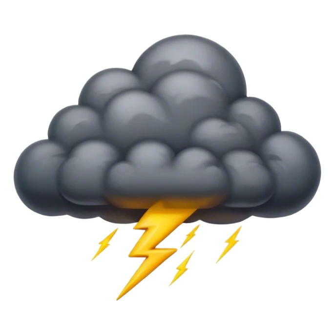  realistic emoji depicting a cloud with a thunderstorm sticker