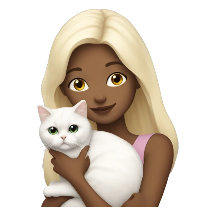 Blonde girl snuggling white Persian cat sticker