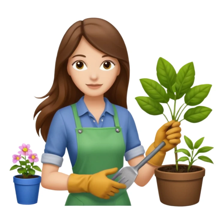 waves long brown hair white  woman Gardening sticker