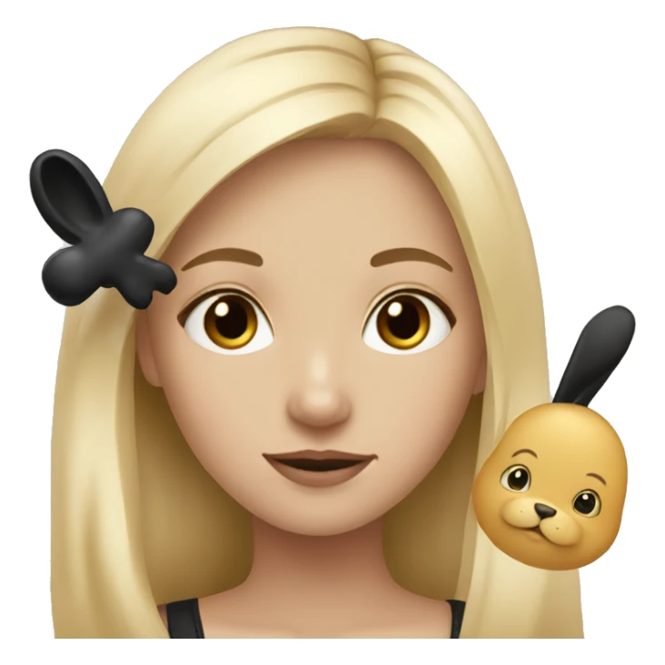 blonde girl with black bunny sticker