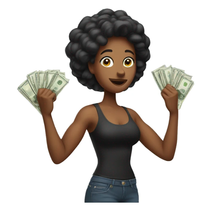 woman flexing money sticker
