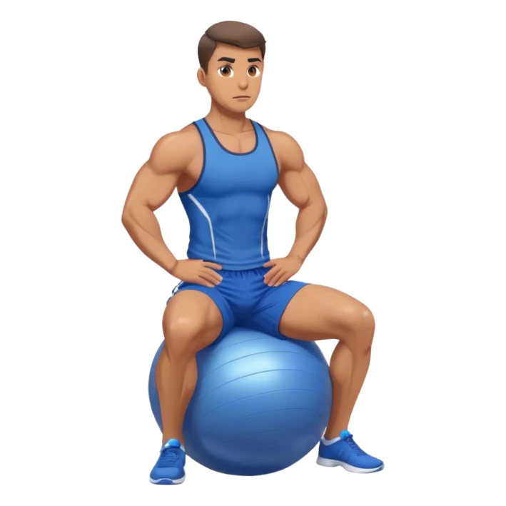 fit man with blue shorts stability ball exercises sticker