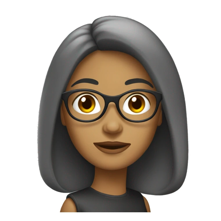 mulher branca de óculos com cabelo liso preto sticker