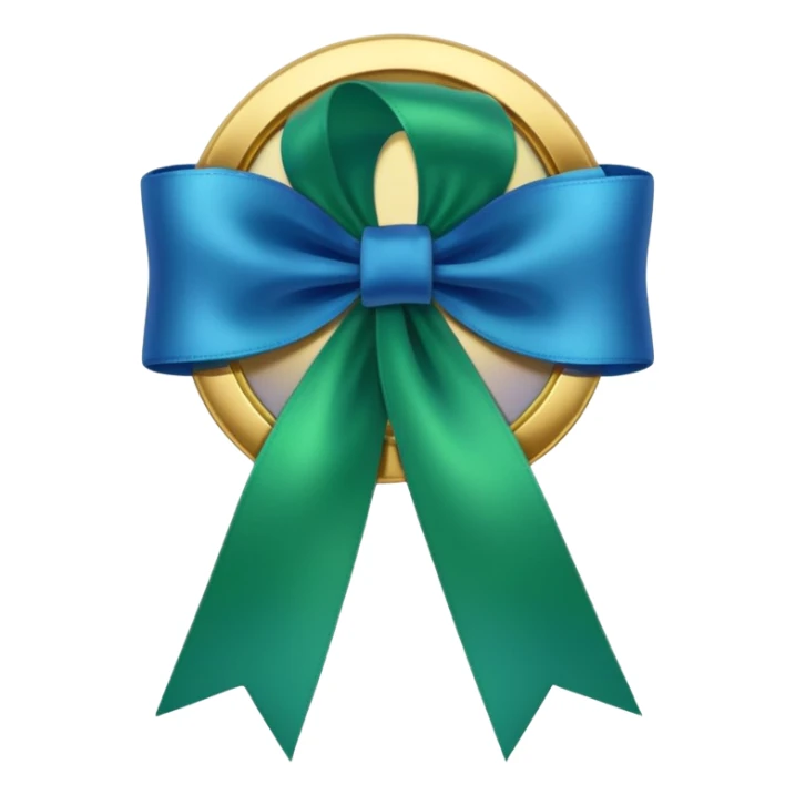 Blue and green Ribbon Badge that says RBT sticker