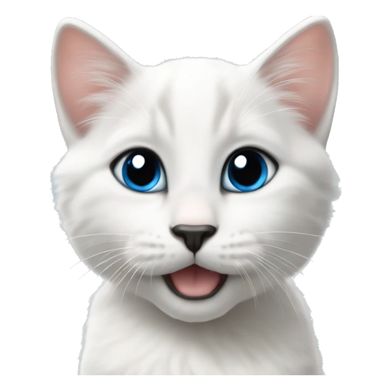 A white kitten with blue eyes, black nose, faithful tail, black paws, black ears sticker
