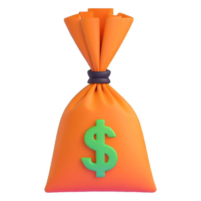 investment concept with money bag or upward arrow sticker