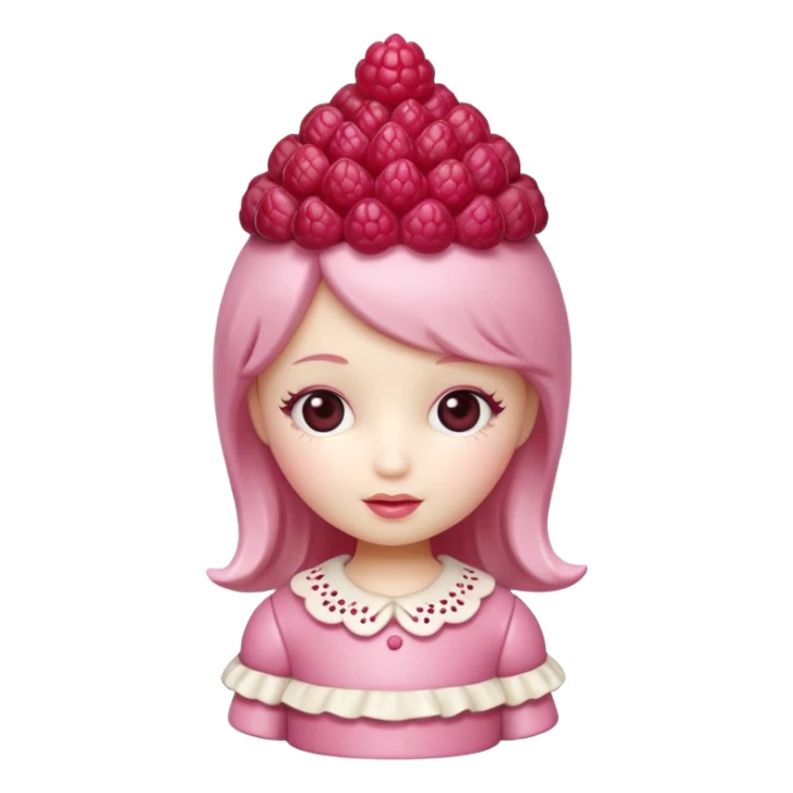 Isolated detaile illustration incredibly adorable modern raspberry torte doll figurine sticker