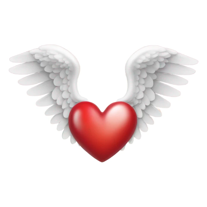 Red heart with white angel wings coming out of it sticker