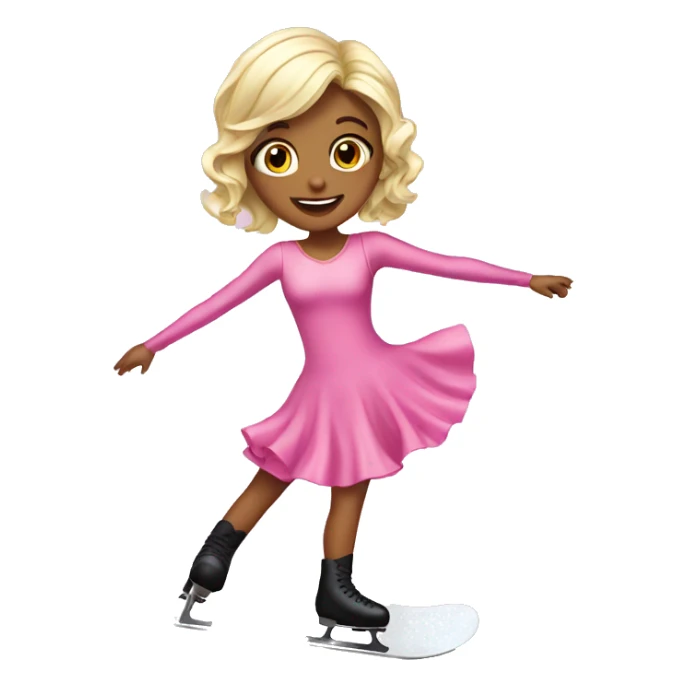 Pink dress ice skating girl sticker