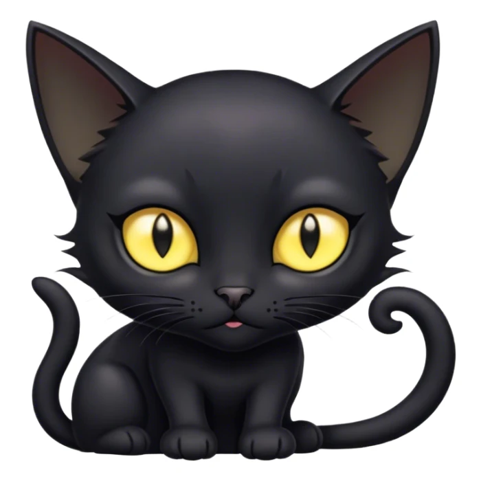 Black cat fairy short hair yellow eyes sticker