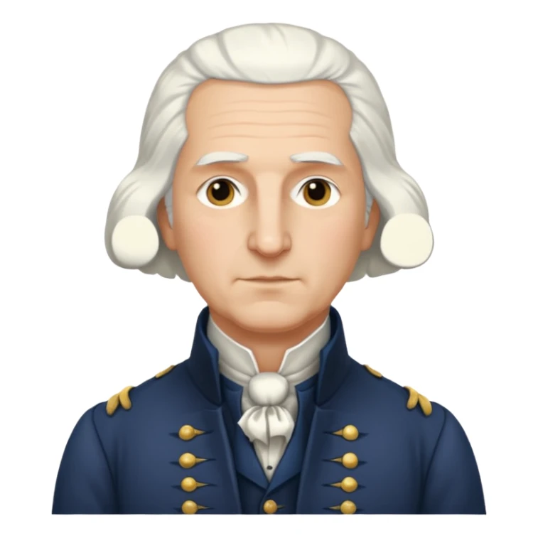 Draw George Washington with white hair, colonial suit & calm expression. sticker