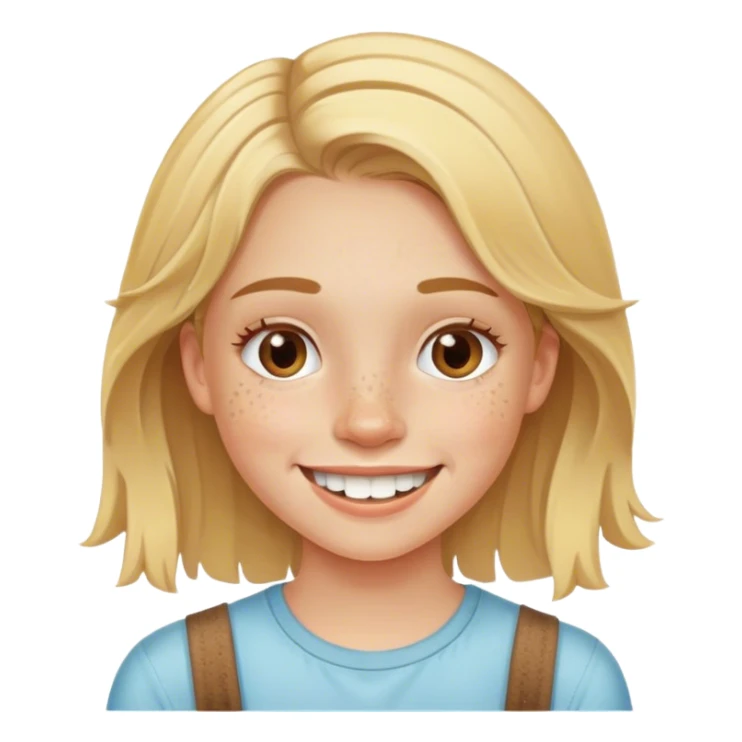 Dirty blond girl with freckles and braces smiling sticker