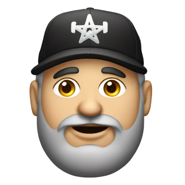 Fat Jewish man wearing black trucker hat that says Founder  sticker