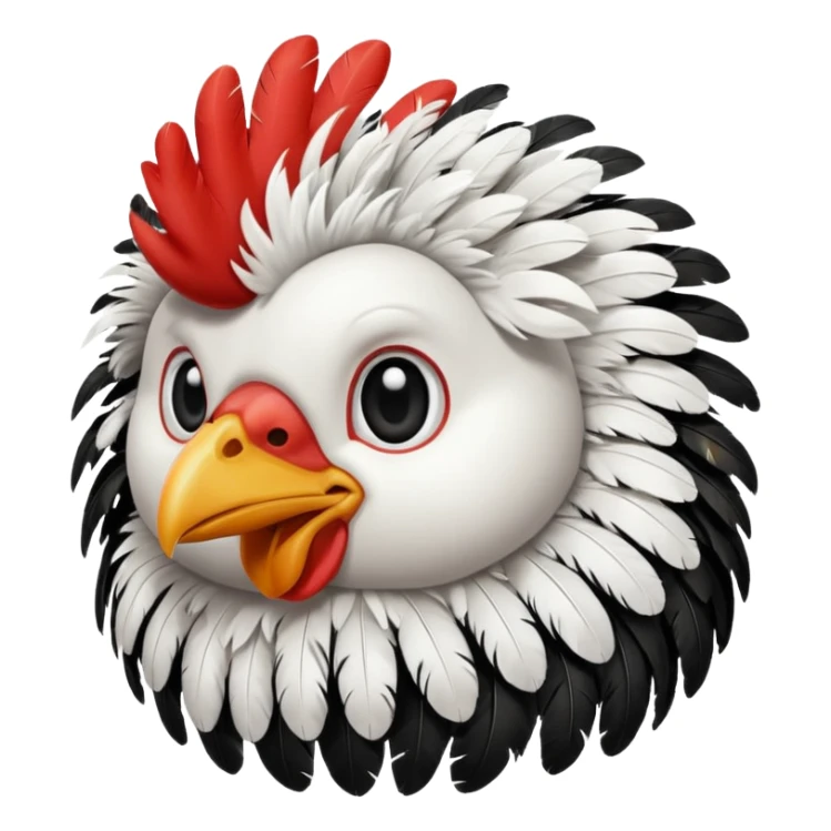 chicken with body covered every feathers is a mix of black and white color   sticker