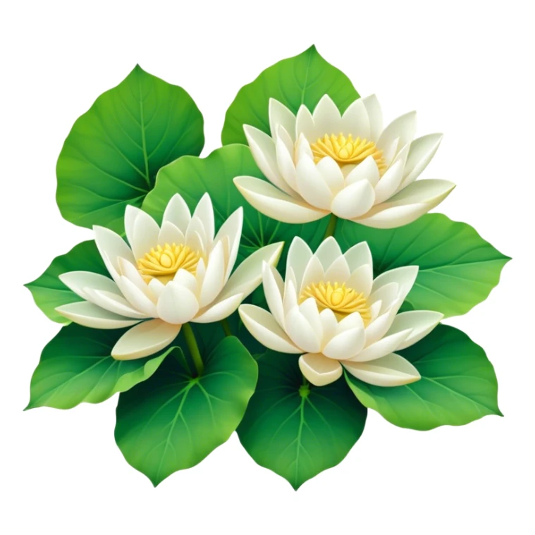 bouquet white Nymphaea lotus,stem, Nymphaea Lotus leaf sticker