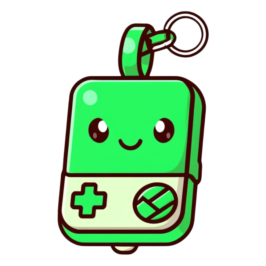 A small digital gadget with an AI chip, designed as a cute decorative keychain sticker