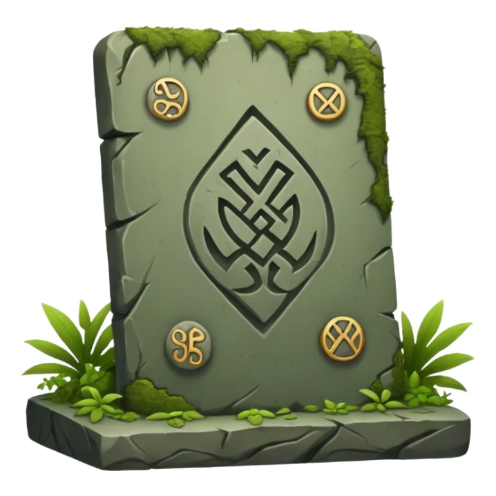 Stone Tablet – Carved gray slab with ancient runes in jungle sticker