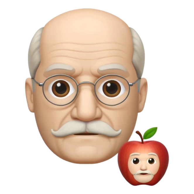 Sigmund Freud: create in exact Apple Memoji style using exact style: apple ios, 3D rendered, with exact words: я промолчу sticker
