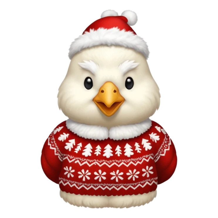 White Chicken with a Christmas jumper sticker