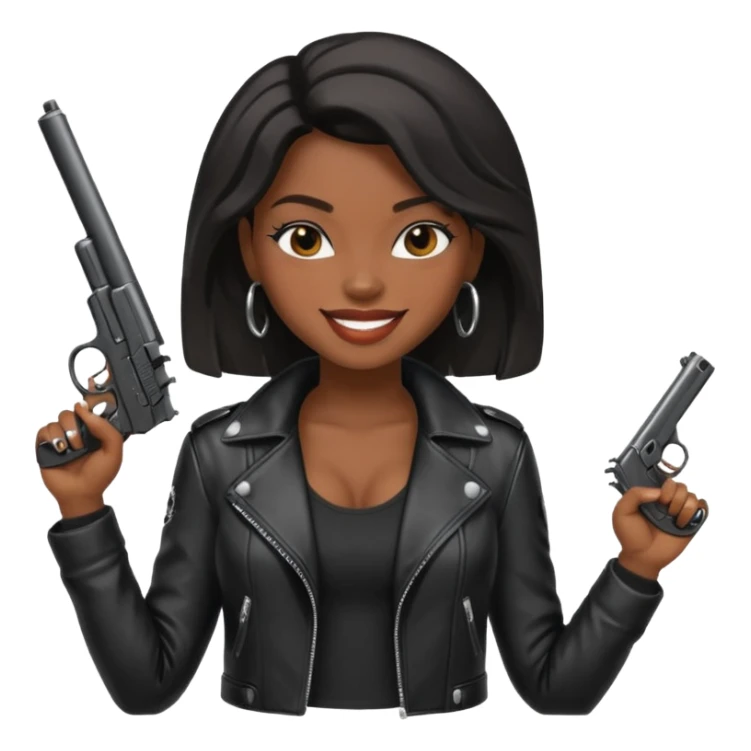 A sexy black female gangster with a gun sticker