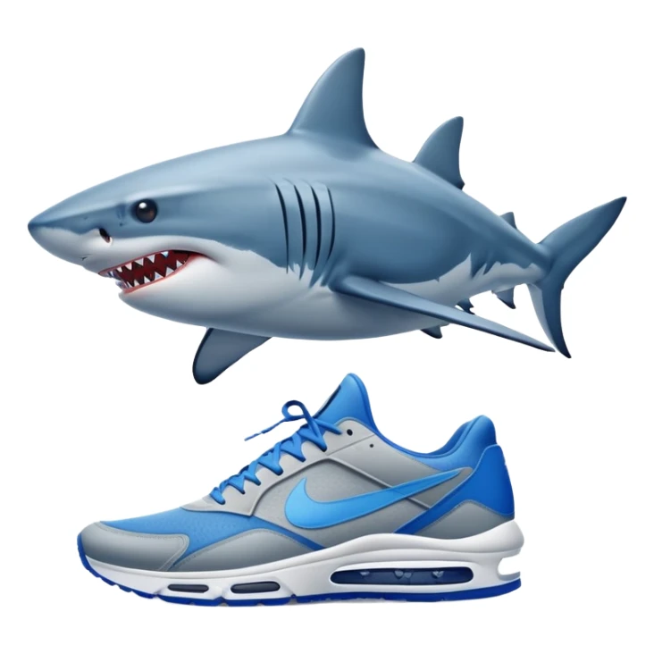 A realistic shark in blue Nike shoes  sticker