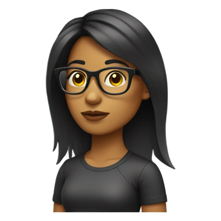 Chica cabello negro con lentes sticker