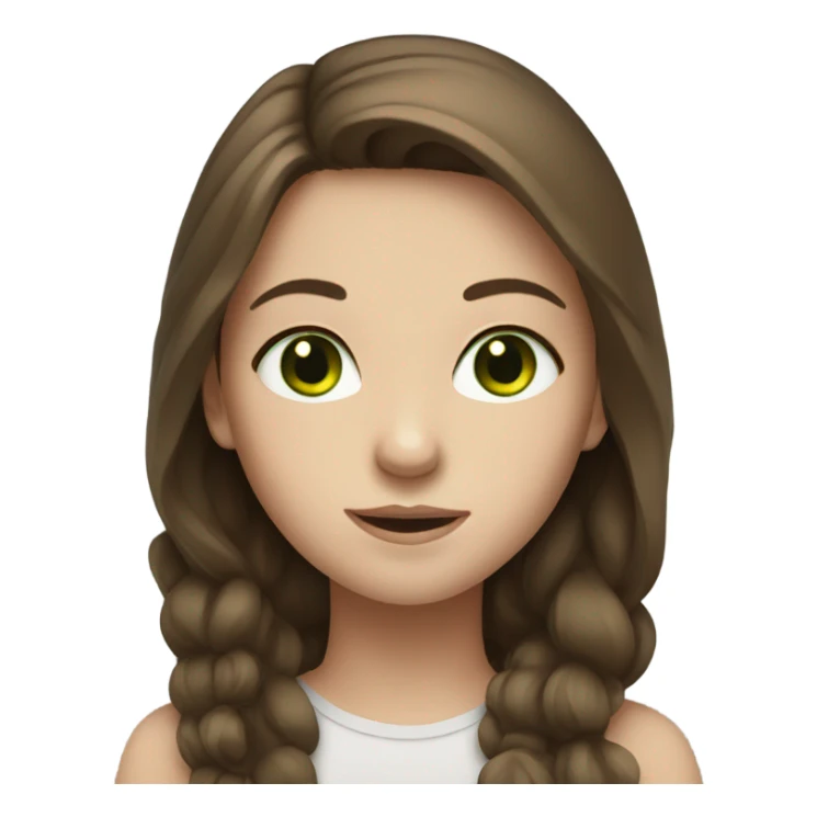 girl with brown hair white skin and green eye sticker