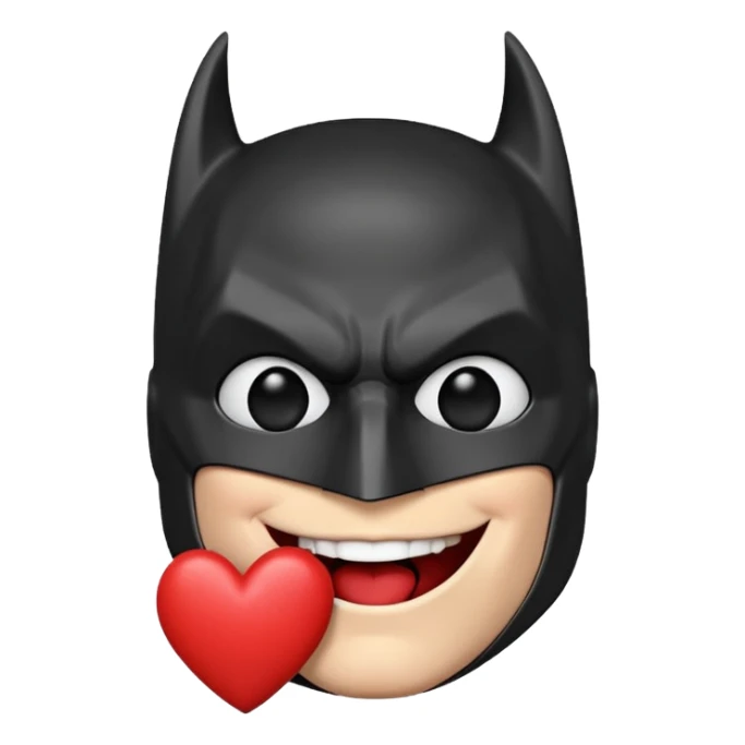 Batman making a kiss face with a heart sticker