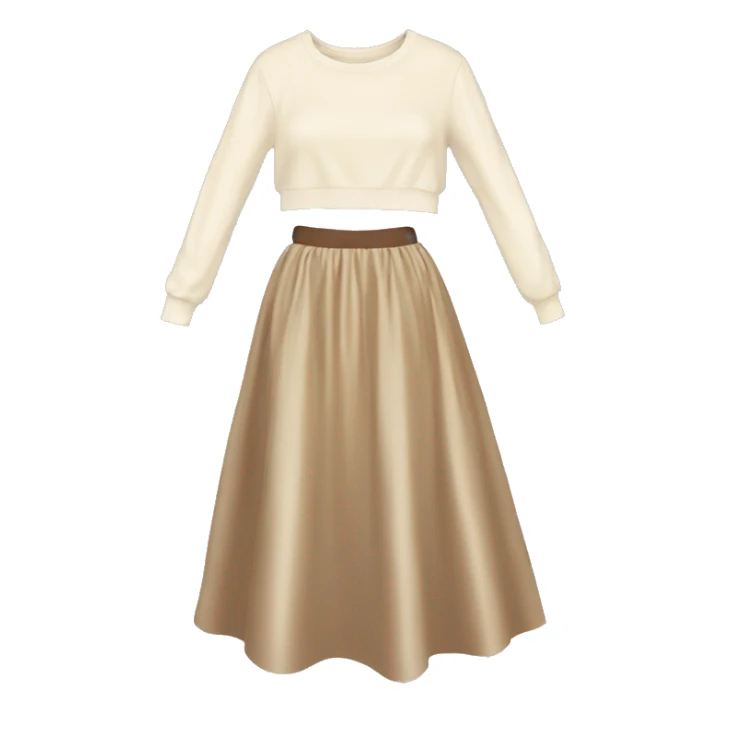 Beige Satin maxi skirt with cream sweater  sticker