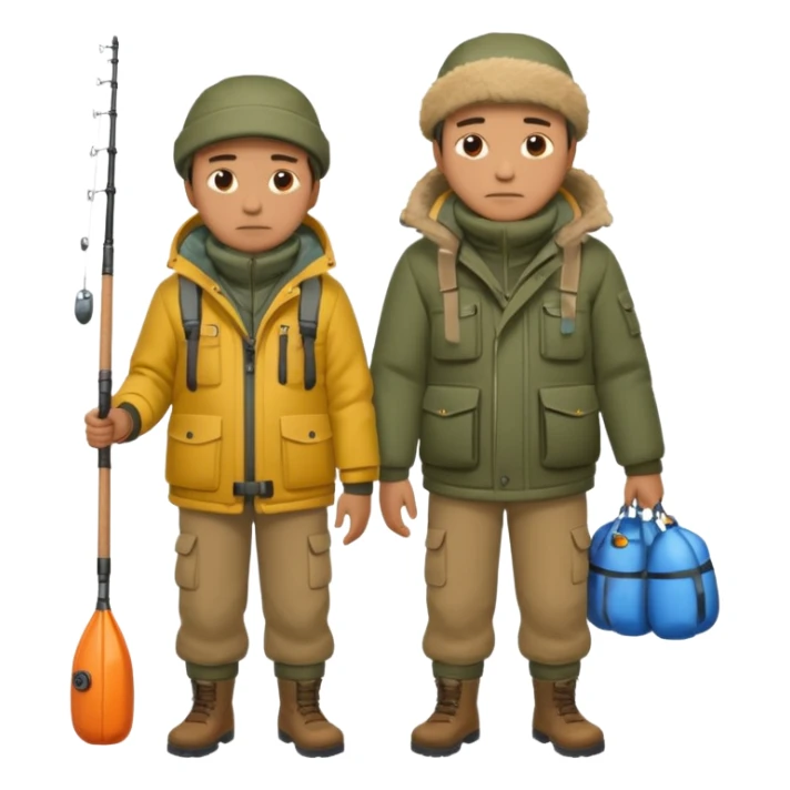 Father and son in fishing gear are cold full body sticker