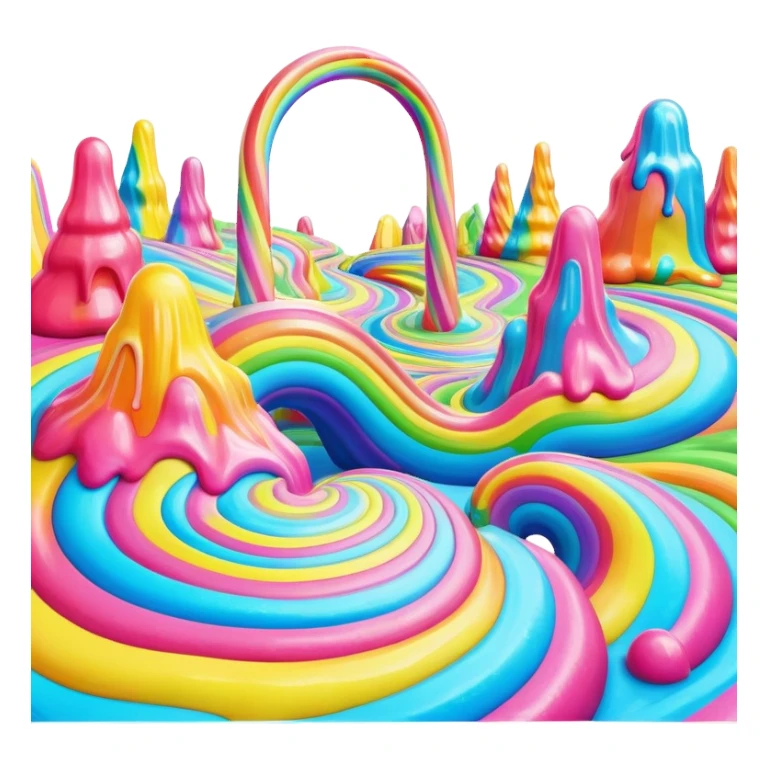 surreal melting neon rainbow candy land landscape sticker