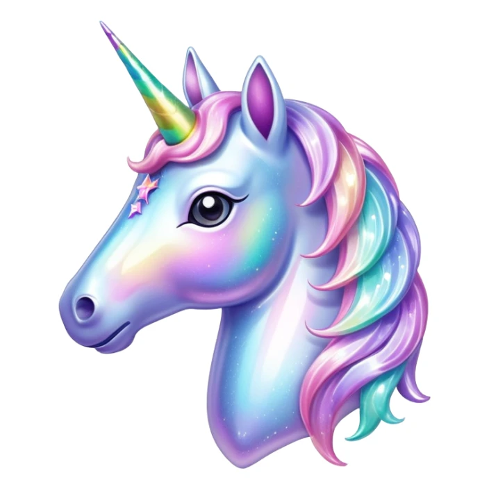 Sparkly glossy Pastel iridescent glass unicorn sticker