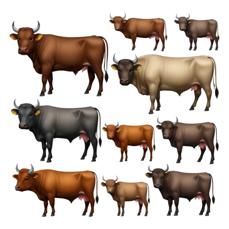 make an image which give a clear context of a cattle/buffalo diffrent  breeds gallery  in this i will showing diffrent diffrent breeds of cattle / buffalo  sticker