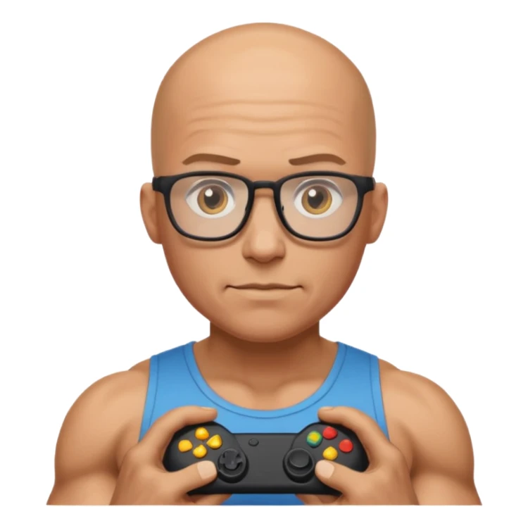 gamer with glasses, bald and muscular sticker