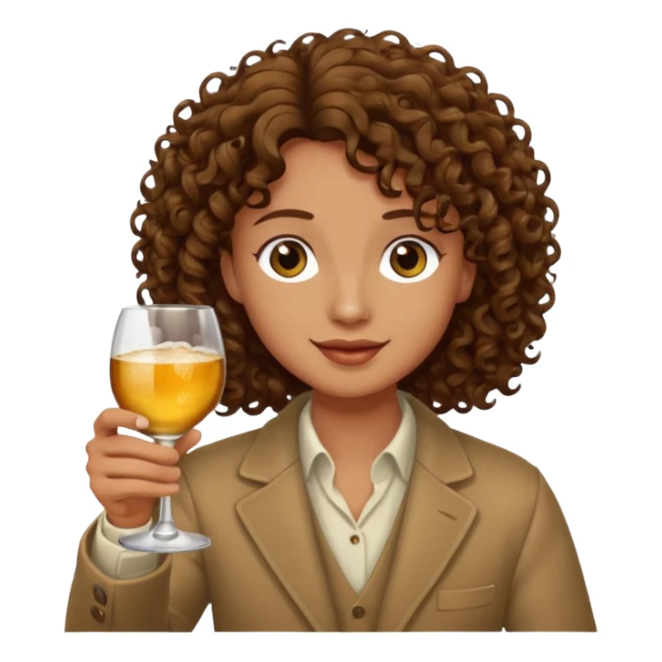 Curly haired curl with brown hair toasting with alcohol sticker
