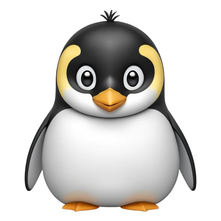 cinematic-cute-emperor-penguin-portrait-emoji,-head-tilted-playfully-and-inquisitively,-with-glossy,-pristine-plumage,-sparkling-eyes-filled-with-curiosity,-simplified-yet-irresistibly-adorable-features, black, large black eyes face, zoomed in sticker