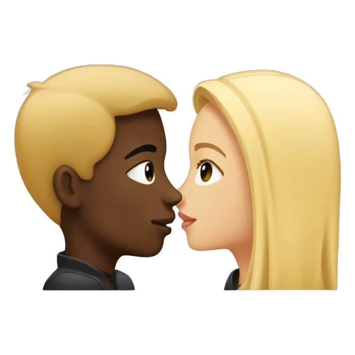 Blonde girl and black boy kissing sticker