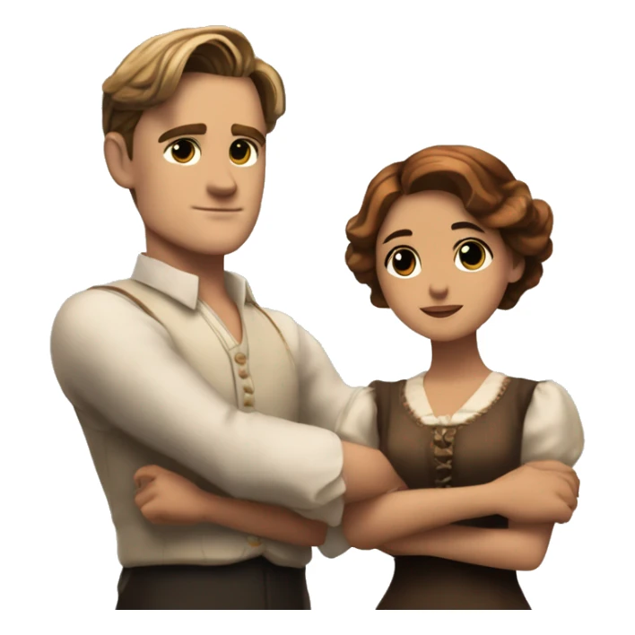 jack dawson and rose from titanic looking straight and stretches out her arms like t pose sticker