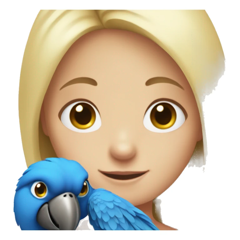 blue parrot in the hands of a girl with blond hair sticker