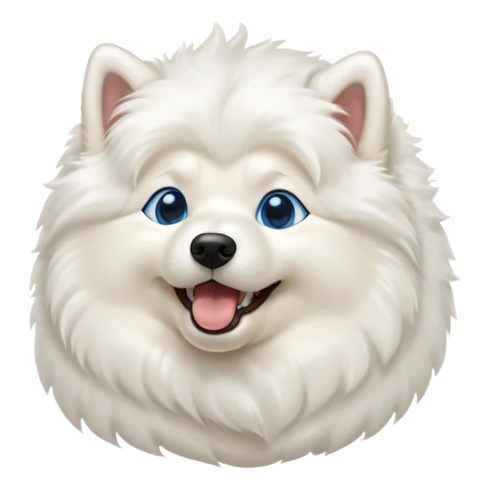 Cinematic Cute Yawning Samoyed Portrait Emoji, Head tilted slightly with a dramatic, wide-open yawn, showcasing a soft, fluffy white Fur with a gentle shimmer, floppy ears slightly drooping, round blue eyes barely open in drowsy contentment, Simplified yet irresistibly adorable features, highly detailed, glowing with a soft, cozy glow, high shine, relaxed yet expressive, stylized with a touch of whimsy, bright and endearing, soft glowing outline, capturing the essence of a sleepy yet affectionate companion, so drowsy it feels like it could stretch right out of the screen and curl up for a nap! sticker