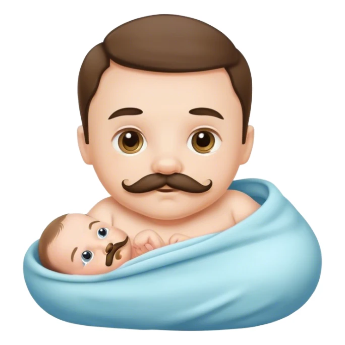 Newborn baby with a mustache sticker