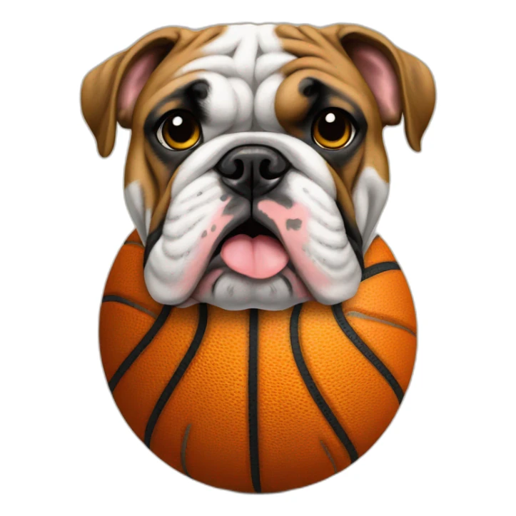 English bulldog on a basketball ball sticker
