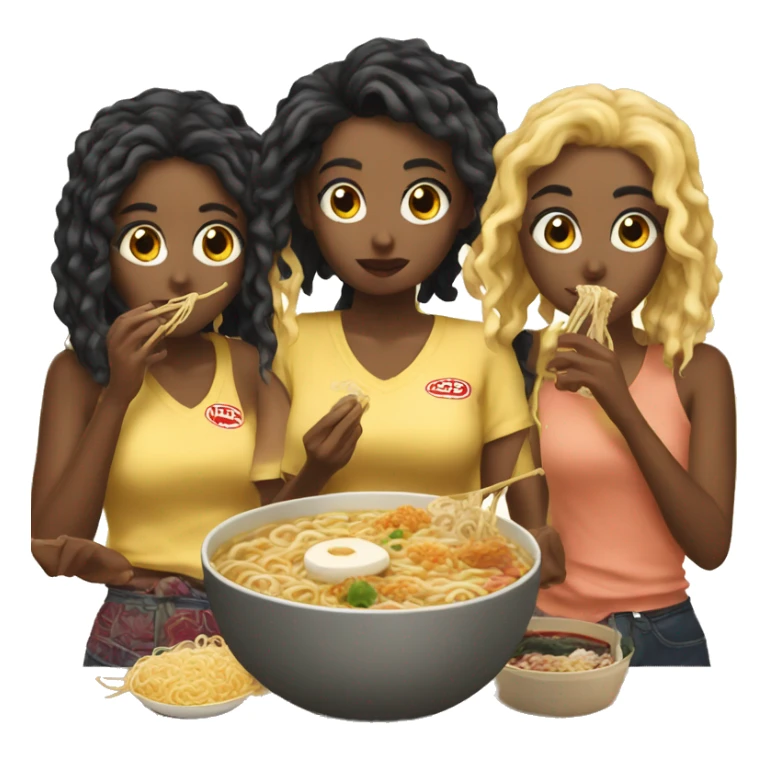 all girls eating ramen sticker