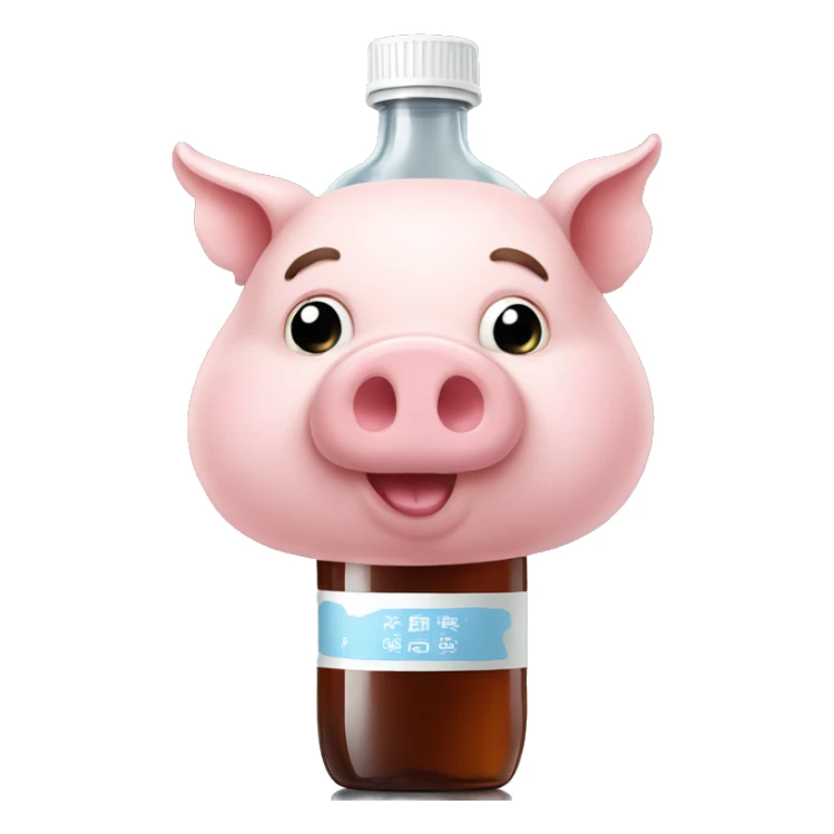 pig sitting ON a bottle, not in the bottle sticker