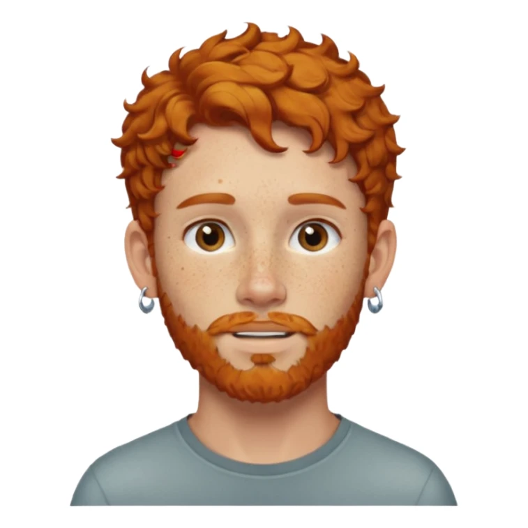 im short curly ginger haired young guy and also have earring on my left ear also have clean beard sticker
