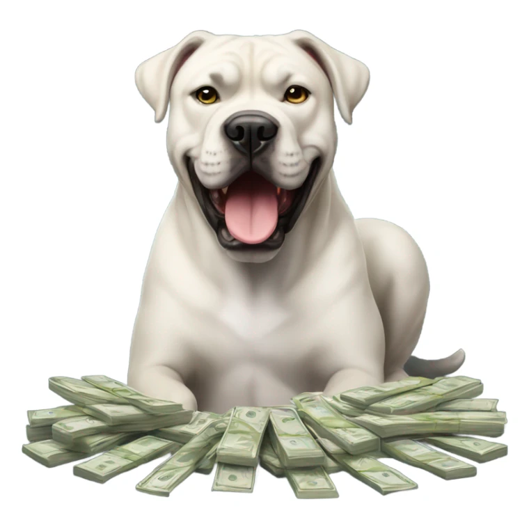 A white Cane Corso smiling with money in its mouth. sticker