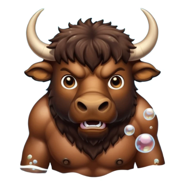 Angry buffalo in the water blowing bubbles  sticker