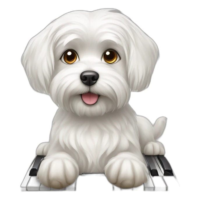 maltese dog with paws on Keyboard sticker